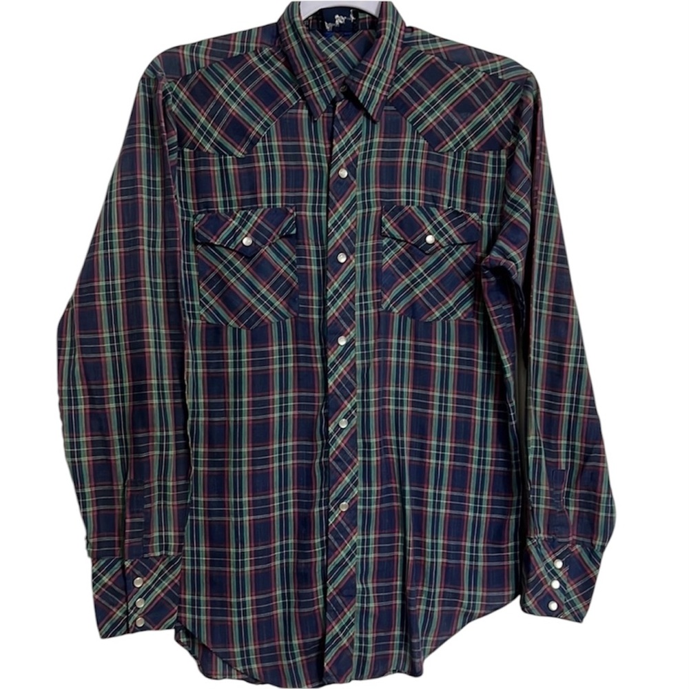 Pierre Bonée Mens Western Wear Vintage Pearl Snap Long Sleeve Size S